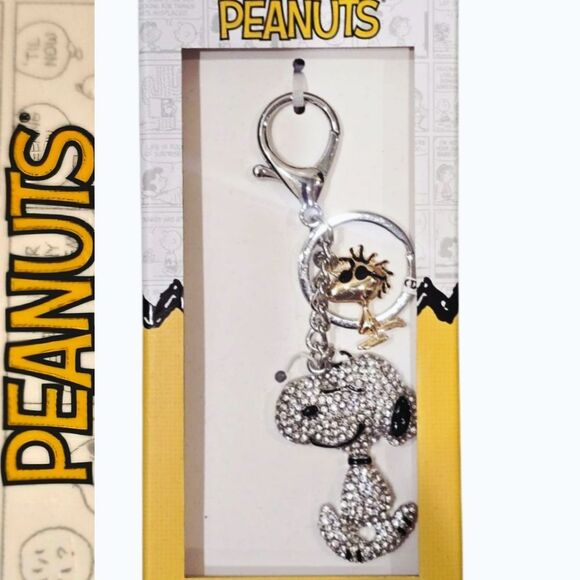 LA Rocks Peanuts Snoopy & Woodstock Clip On Bag Chsrm/Keychain - Picture 1 of 4